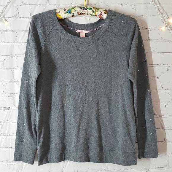 2013 Victoria's Secret Heather Gray Rhinestone Studded Bling Sleeves Size Medium - Picture 1 of 14